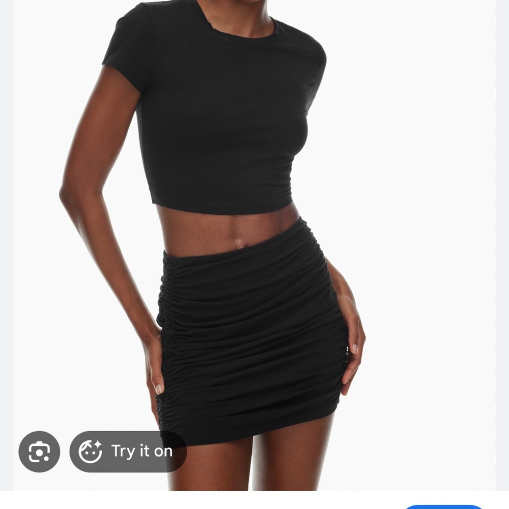 TNA Black Ruched Mini Skirt